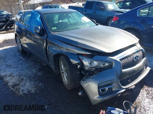 2015 Infiniti Q50 with VIN JN1BV7AR4FM407078, listed as a IAAI auction lot 41680093 with 122,666 mi miles. Bid and sale history available at carsss.com. Image 1.