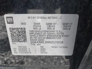 2022 GMC Acadia Denali with VIN 1GKKNXLSXNZ175038, listed as a IAAI auction lot 42463525 with 28,875 mi miles and . Bid and sale history available at DreamBid. Image 9.