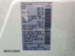 2014 Infiniti QX60 with VIN 5N1AL0MMXEC552292, listed as a Copart auction lot 57250055 with 163,174 mi miles and Salvage title. Bid and sale history available at DreamBid. Image 13.