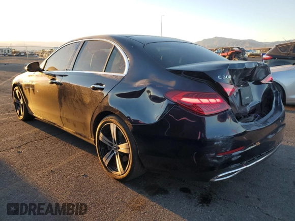 2022 Mercedes-Benz C 300 with VIN W1KAF4GB3NR038400, listed as a Copart auction lot 89340215 with 29,598 mi miles and Salvage Title. Bid and sale history available at DreamBid. Image 2.
