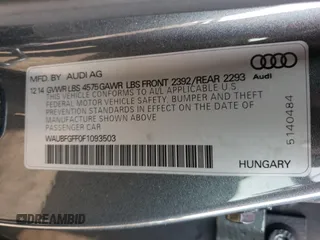 2015 Audi S3 2.0T Premium Plus with VIN WAUBFGFF0F1093503, listed as a Copart auction lot 52260903 with 131,796 mi miles. Bid and sale history available at carsss.com. Image 12.