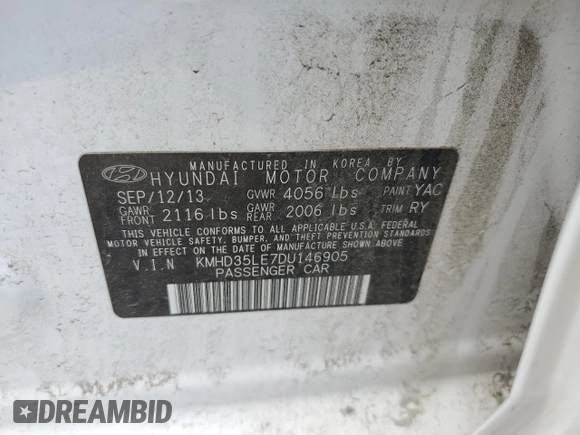 2013 Hyundai Elantra GT with VIN KMHD35LE7DU146905, listed as a Copart auction lot 69042094 with 0 mi miles and Salvage Title. Bid and sale history available at carsss.com. Image 12.