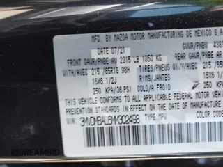2021 Mazda CX-30 S with VIN 3MVDMBAL6MM302498, listed as a IAAI auction lot 42012356 with 50,477 mi miles and . Bid and sale history available at DreamBid. Image 9.