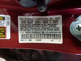 2008 Honda Civic LX z VIN 1HGFA16538L021789, wystawiony jako Copart lot #58223345 z przebiegiem 128 089 mil mil oraz Szkoda całkowita • Salvage title. Historia ofert i sprzedaży dostępna na DreamBid. Obrazek 12.