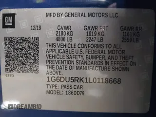 2020 Cadillac CT5 Sport с VIN 1G6DU5RK1L0118668, выставлен на аукционе IAAI как лот 40997647 с пробегом 37 307 миль миль и . История ставок и продаж доступна на DreamBid. Изображение 9.