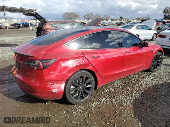 2020 Tesla Model 3 Long Range with VIN 5YJ3E1EB0LF712125, listed as a Copart auction lot 48514815 with 102,397 mi miles and Salvage Title. Bid and sale history available at DreamBid. Image 3.