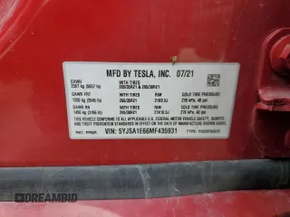 2021 Tesla Model S Plaid with VIN 5YJSA1E66MF435931, listed as a Copart auction lot 45583255 with 41,925 mi miles and Salvage Title. Bid and sale history available at carsss.com. Image 12.