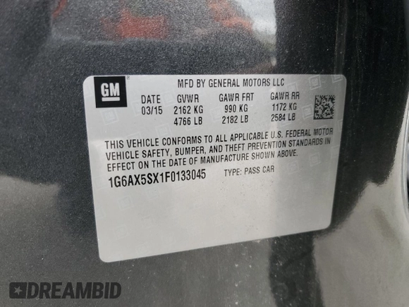 2015 Cadillac CTS Luxury AWD с VIN 1G6AX5SX1F0133045, выставлен на аукционе Copart как лот 46347325 с пробегом 32 437 миль миль и Списание • Salvage title. История ставок и продаж доступна на DreamBid. Изображение 13.
