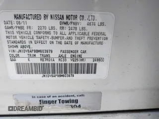 2011 Infiniti G25 Journey z VIN JN1DV6AP9BM603979, wystawiony jako IAAI lot #42459007 z przebiegiem 153 936 mil mil oraz . Historia ofert i sprzedaży dostępna na DreamBid. Obrazek 9.
