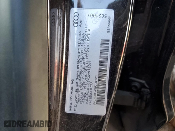 2023 Audi e-tron GT Premium Plus z VIN WAUFJBFW1P7003924, wystawiony jako Copart lot #87554385 z przebiegiem Nie podano mil oraz Szkody całkowita. Historia ofert i sprzedaży dostępna na DreamBid. Obrazek 15.