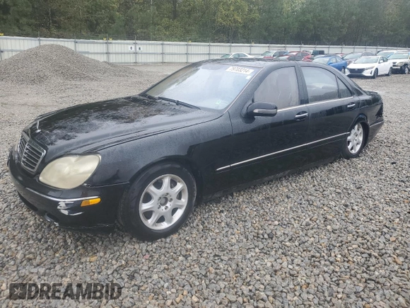 2002 Mercedes-Benz S-Class 4.3L with VIN WDBNG70JX2A310929, listed as a Copart auction lot 79703214 with 0 mi miles and Salvage Title. Bid and sale history available at carsss.com. Image 1.