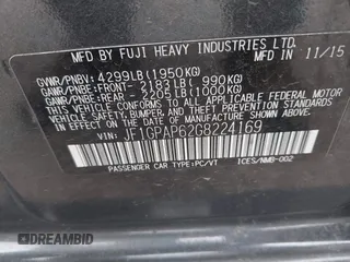 2016 Subaru Impreza Special Sports Premium с VIN JF1GPAP62G8224169, выставлен на аукционе IAAI как лот 42346024 с пробегом 155 487 миль миль и . История ставок и продаж доступна на DreamBid. Изображение 9.