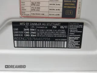 2011 Mercedes-Benz S 63 AMG with VIN WDDNG7EB7BA402556, listed as a IAAI auction lot 42097570 with 77,145 mi miles and . Bid and sale history available at DreamBid. Image 9.