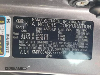 2012 Kia Sportage SX with VIN KNDPCCA61C7277875, listed as a Copart auction lot 63194245 with 88,237 mi miles and Clean title. Bid and sale history available at DreamBid. Image 13.