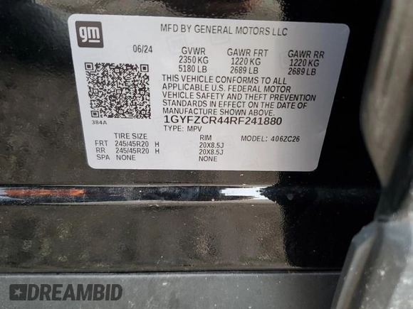 2024 Cadillac XT4 FWD Premium Luxury z VIN 1GYFZCR44RF241880, wystawiony jako Copart lot #44975635 z przebiegiem 2 385 mil mil oraz Szkoda całkowita • Salvage title. Historia ofert i sprzedaży dostępna na DreamBid. Obrazek 14.