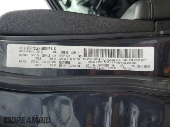 2013 Dodge Durango Crew с VIN 1C4RDJDG0DC602247, выставлен на аукционе Copart как лот 54888795 с пробегом 184 552 миль миль и Списание • Salvage title. История ставок и продаж доступна на DreamBid. Изображение 13.