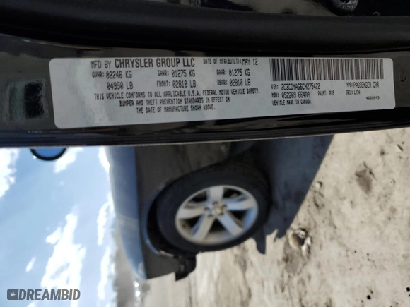 2012 Dodge Challenger SXT with VIN 2C3CDYAG6CH275422, listed as a Copart auction lot 50347305 with 162,405 mi miles and Salvage Title. Bid and sale history available at carsss.com. Image 13.
