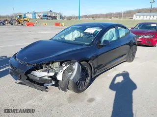 2024 Tesla Model 3 Long Range with VIN 5YJ3E1EB6RF722229, listed as a IAAI auction lot 41777409 with 1 mi miles. Bid and sale history available at carsss.com. Image 2.