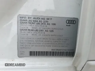 2017 Audi allroad Premium Plus with VIN WA18NAF47HA163085, listed as a Copart auction lot 75079404 with 0 mi miles and Salvage Title. Bid and sale history available at carsss.com. Image 12.