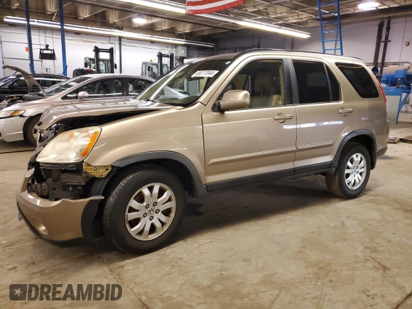 2005 Honda CR-V EX SE with VIN JHLRD78955C043538, listed as a Copart auction lot 85377044 with 236,824 mi miles and Salvage Title. Bid and sale history available at carsss.com. Image 1.