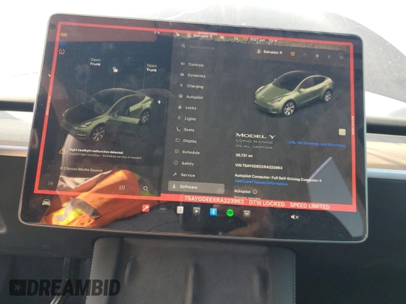 2024 Tesla Model Y Long Range с VIN 7SAYGDEEXRA223963, выставлен на аукционе Copart как лот 58442255 с пробегом 36 731 миль миль и Списание • Salvage title. История ставок и продаж доступна на DreamBid. Изображение 9.