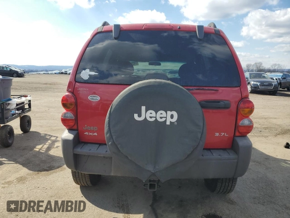 2004 Jeep Liberty Sport with VIN 1J4GL48K04W242576, listed as a Copart auction lot 42300105 with 229,717 mi miles and Salvage Title. Bid and sale history available at DreamBid. Image 6.
