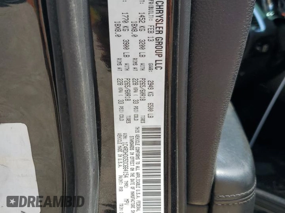 2013 Dodge Durango Crew with VIN 1C4RDHDG5DC664154, listed as a Copart auction lot 57149935 with 191,031 mi miles and Salvage title. Bid and sale history available at DreamBid. Image 13.