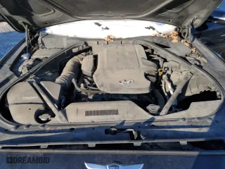 2015 Hyundai Genesis 3.8L with VIN KMHGN4JE9FU018981, listed as a Copart auction lot 87797085 with 0 mi miles and Salvage Title. Bid and sale history available at carsss.com. Image 13.
