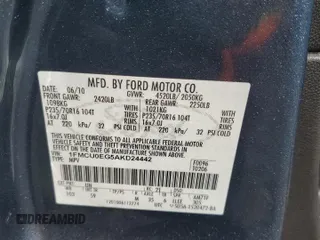 2010 Ford Escape Limited with VIN 1FMCU0EG5AKD24442, listed as a Copart auction lot 59875095 with 157,794 mi miles and Salvage title. Bid and sale history available at DreamBid. Image 13.
