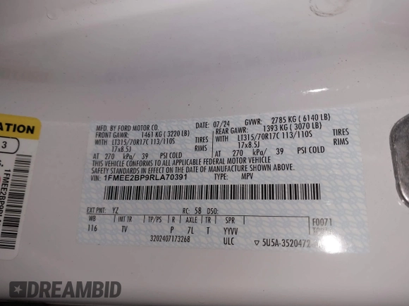 2024 Ford Bronco Wildtrak z VIN 1FMEE2BP9RLA70391, wystawiony jako IAAI lot #41639603 z przebiegiem 11 086 mil mil oraz . Historia ofert i sprzedaży dostępna na DreamBid. Obrazek 9.