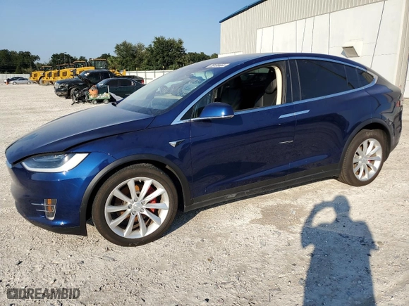 2017 Tesla Model X P100D with VIN 5YJXCBE44HF047316, listed as a Copart auction lot 76130464 with NaN miles and Salvage Title. Bid and sale history available at carsss.com. Image 1.