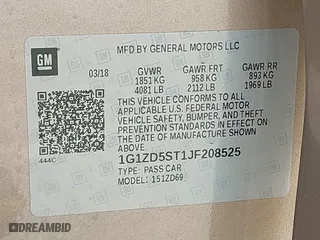 2018 Chevrolet Malibu LT with VIN 1G1ZD5ST1JF208525, listed as a IAAI auction lot 42055307 with 109,147 mi miles. Bid and sale history available at carsss.com. Image 9.
