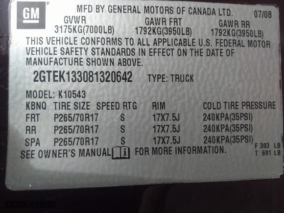 2008 GMC Sierra 1500 Work Truck with VIN 2GTEK133081320642, listed as a IAAI auction lot 41788658 with 119,459 mi miles. Bid and sale history available at carsss.com. Image 9.