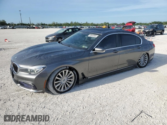 2017 BMW 7 Series 740i xDrive with VIN WBA7E4C31HGV23346, listed as a Copart auction lot 49840905 with 155,047 mi miles and Salvage Title. Bid and sale history available at carsss.com. Image 1.