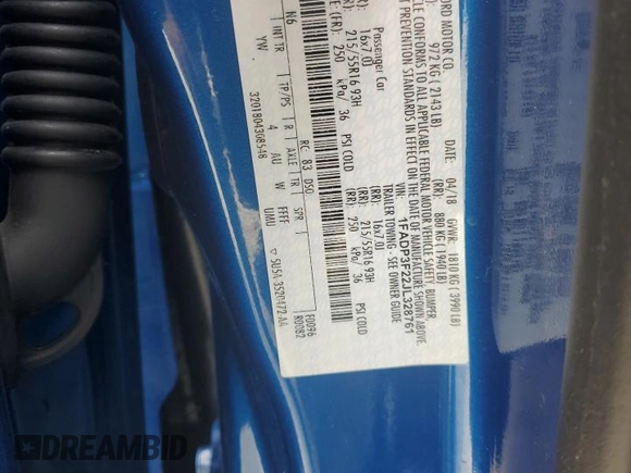 2018 Ford Focus SE z VIN 1FADP3F22JL328761, wystawiony jako Copart lot #45220705 z przebiegiem 71 639 mil mil oraz Szkoda całkowita • Salvage title. Historia ofert i sprzedaży dostępna na DreamBid. Obrazek 15.