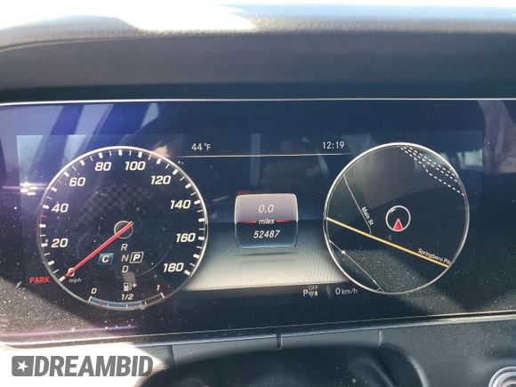2018 Mercedes-Benz E-Class AMG E 43 with VIN WDDZF6EB3JA485139, listed as a Copart auction lot 44461133 with 52,487 mi miles. Bid and sale history available at carsss.com. Image 9.