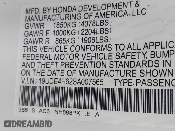 2025 Acura Integra Technology z VIN 19UDE4H62SA007565, wystawiony jako IAAI lot #42152081 z przebiegiem 3 910 mil mil oraz . Historia ofert i sprzedaży dostępna na DreamBid. Obrazek 9.