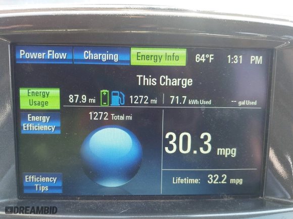 2012 Chevrolet Volt with VIN 1G1RB6E48CU100885, listed as a IAAI auction lot 42060886 with 141,958 mi miles. Bid and sale history available at carsss.com. Image 13.