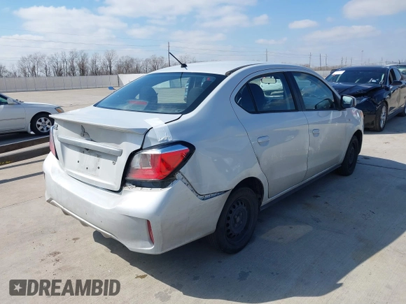 2021 Mitsubishi Mirage G4 ES with VIN ML32FUFJ7MHF07540, listed as a IAAI auction lot 41417124 with 109,901 mi miles. Bid and sale history available at carsss.com. Image 4.