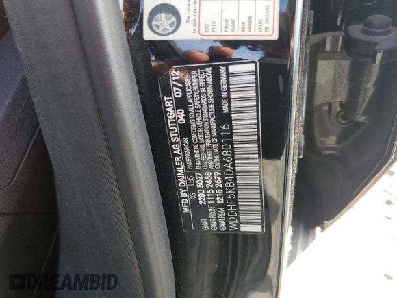 2013 Mercedes-Benz E 350 Luxury with VIN WDDHF5KB4DA680116, listed as a Copart auction lot 49037725 with 154,480 mi miles and Salvage Title. Bid and sale history available at DreamBid. Image 12.