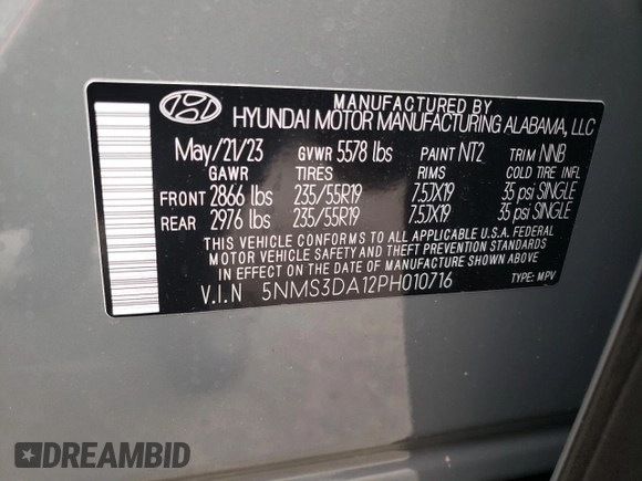 2023 Hyundai Santa Fe Hybrid SEL Premium with VIN 5NMS3DA12PH010716, listed as a Copart auction lot 73064324 with 14,268 mi miles and Salvage Title. Bid and sale history available at carsss.com. Image 14.