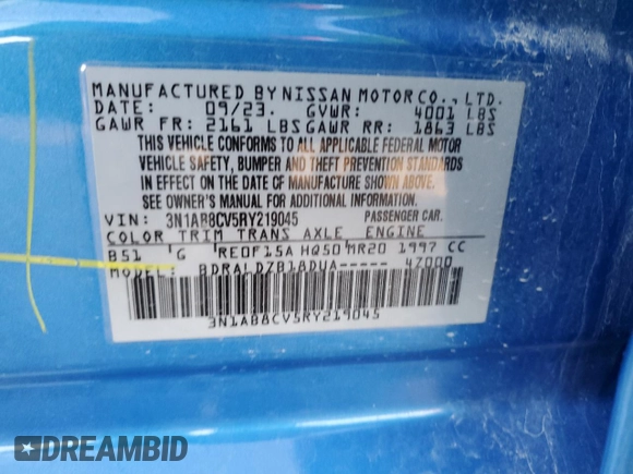 2024 Nissan Sentra SV with VIN 3N1AB8CV5RY219045, listed as a Copart auction lot 82985004 with 25,198 mi miles and Salvage Title. Bid and sale history available at carsss.com. Image 14.