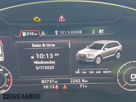 2019 Audi Q7 Prestige z VIN WA1VABF78KD018836, wystawiony jako IAAI lot #42189206 z przebiegiem 83 737 mil mil oraz . Historia ofert i sprzedaży dostępna na DreamBid. Obrazek 7.