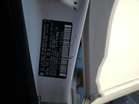 2006 BMW X5 3.0i with VIN 5UXFA13566LY43565, listed as a Copart auction lot 73193764 with 164,566 mi miles and Salvage Title. Bid and sale history available at carsss.com. Image 15.