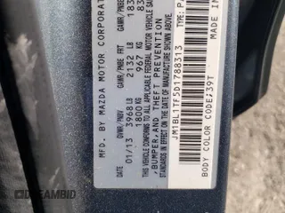 2013 Mazda 3 i SV with VIN JM1BL1TF5D1788313, listed as a Copart auction lot 53027355 with 90,356 mi miles and Salvage Title. Bid and sale history available at DreamBid. Image 12.