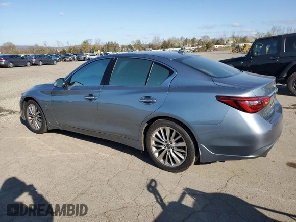 2019 Infiniti Q50 Luxe z VIN JN1EV7AR4KM554346, wystawiony jako Copart lot #53628745 z przebiegiem 57 795 mil mil oraz Szkoda całkowita • Salvage title. Historia ofert i sprzedaży dostępna na DreamBid. Obrazek 2.