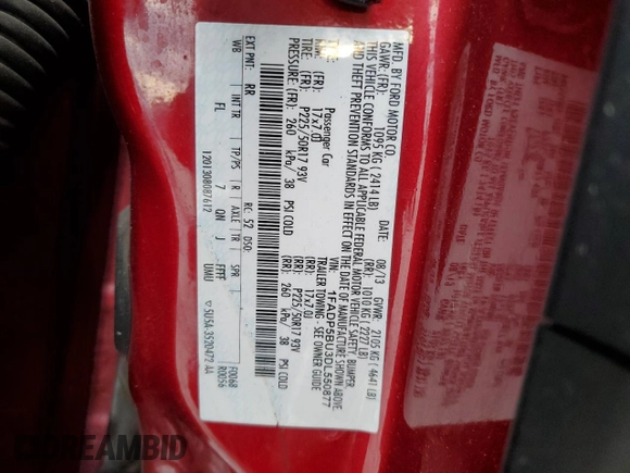 2013 Ford C-Max SEL with VIN 1FADP5BU3DL550877, listed as a Copart auction lot 53393705 with 184,879 mi miles and Salvage Title. Bid and sale history available at carsss.com. Image 15.