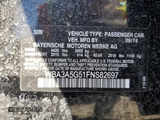 2015 BMW 3 Series 328i z VIN WBA3A5G51FNS82697, wystawiony jako Copart lot #62792405 z przebiegiem 177 882 mil mil oraz Szkoda całkowita • Salvage title. Historia ofert i sprzedaży dostępna na DreamBid. Obrazek 12.