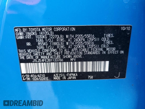 2011 Scion xB z VIN JTLZE4FE2B1133766, wystawiony jako Copart lot #46705885 z przebiegiem 119 629 mil mil oraz Szkoda całkowita • Salvage title. Historia ofert i sprzedaży dostępna na DreamBid. Obrazek 14.