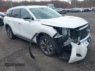 2023 Infiniti QX60 Luxe z VIN 5N1DL1FS1PC351883, wystawiony jako IAAI lot #42023148 z przebiegiem 25 594 mil mil oraz . Historia ofert i sprzedaży dostępna na DreamBid. Obrazek 1.